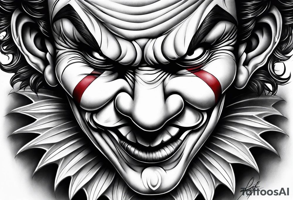 Evil clown gangster tattoo idea