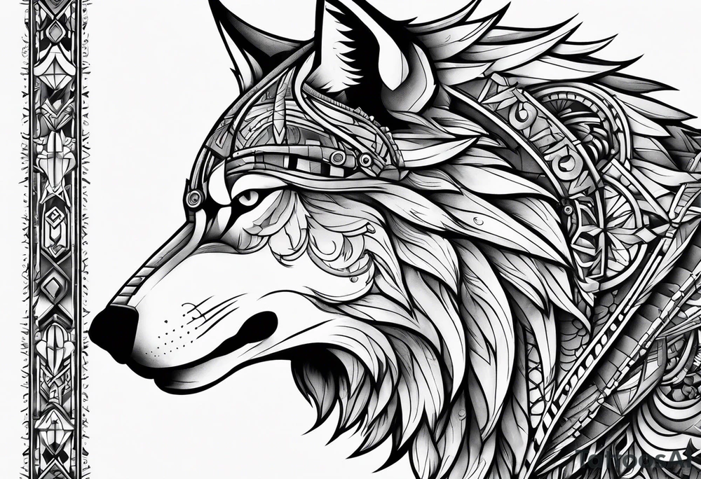Robot Howling wolf tattoo idea