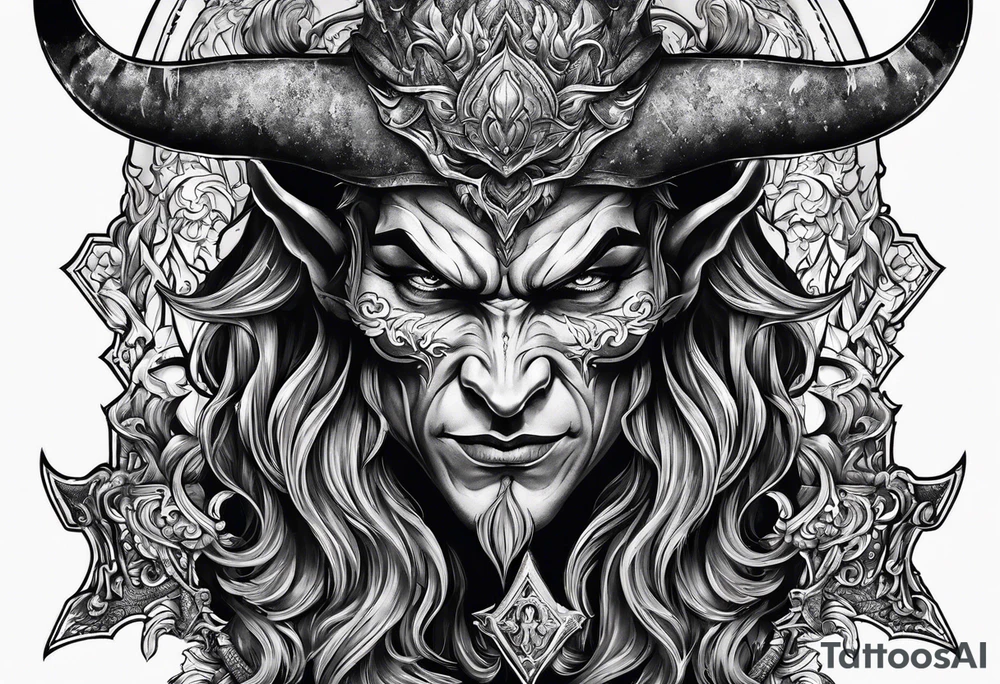 Devil with sword tattoo idea