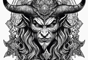 Devil with sword tattoo idea