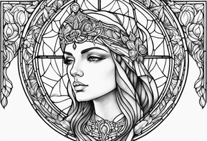stained glass female saint tattoo idea