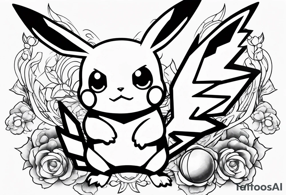 Pikachu in a pokeball tattoo idea