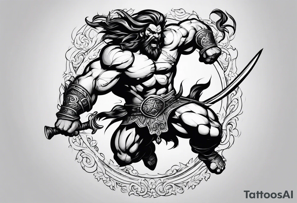 leaping barbarian tattoo idea