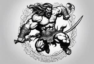 leaping barbarian tattoo idea