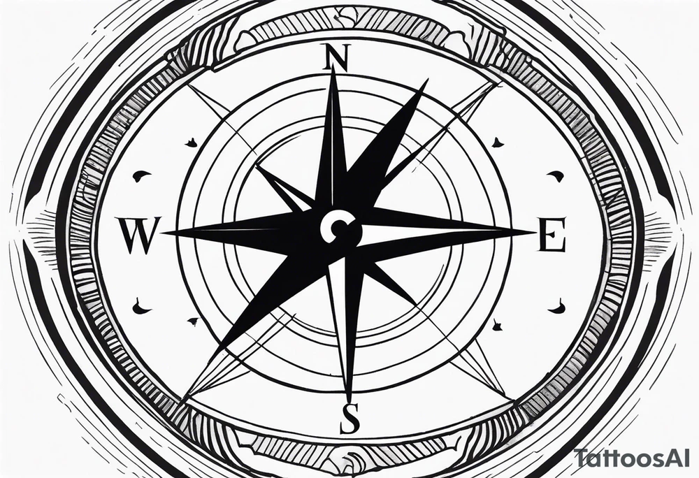 Compass with wAVES on mid back female elongated with birds above tattoo idea Compass with wAVES on mid back female elongated with birds above tattoo idea