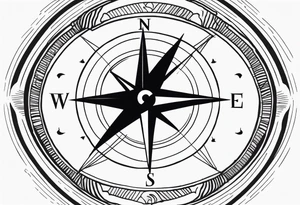 Compass with wAVES on mid back female elongated with birds above tattoo idea