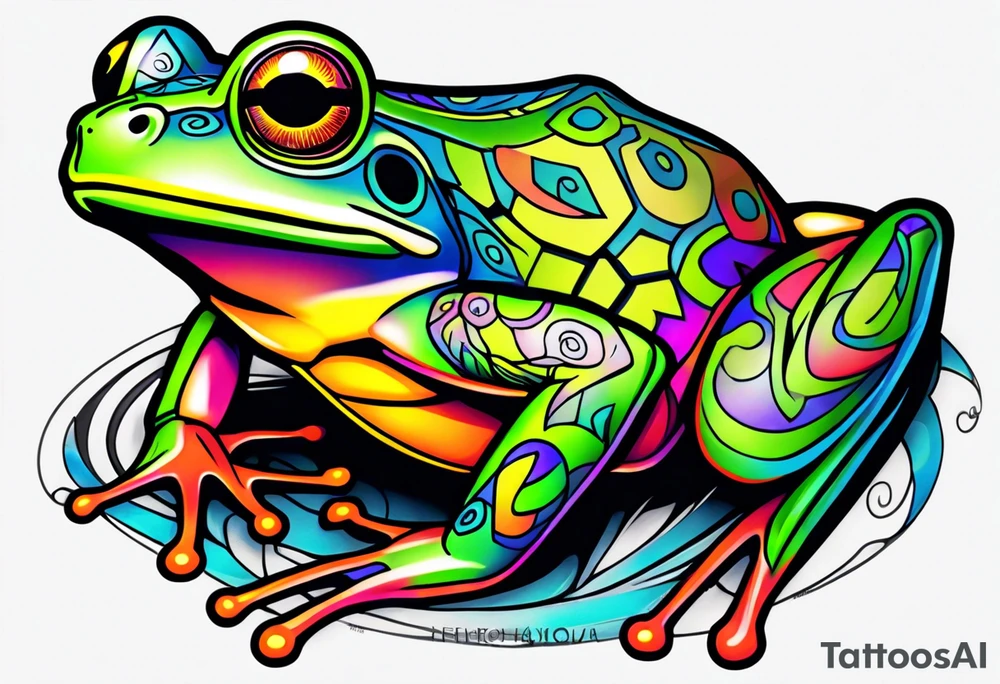 a psychedelic frog tattoo idea