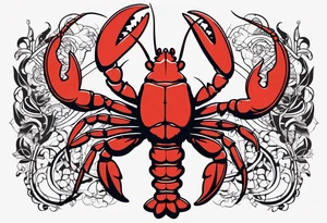 Shadow stencil of a lobster with claws tattoo idea