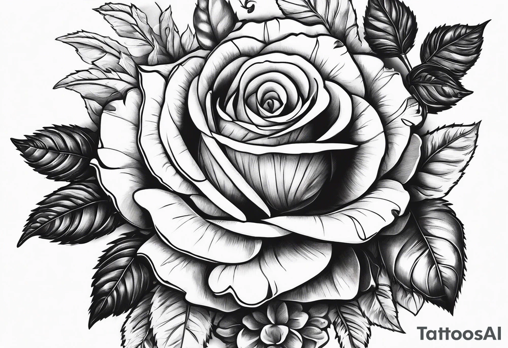Un pilier romain, un crâne, des roses, un couteau tattoo idea