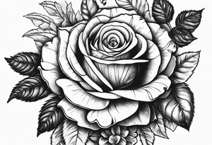 Un pilier romain, un crâne, des roses, un couteau tattoo idea