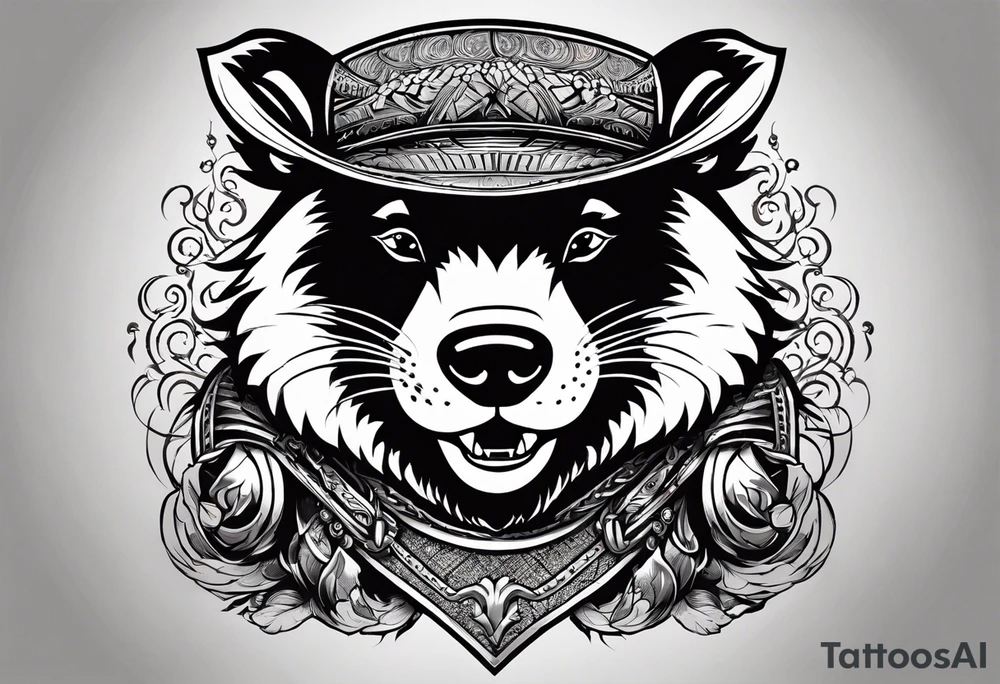 Draw me badger with aggressive full body, killer face with cute smile, very long nails and he attacks like a Turkish gladiator to enemy and also he has very deadly looking. The only weapon is his braveness he fights with his nails. tattoo idea