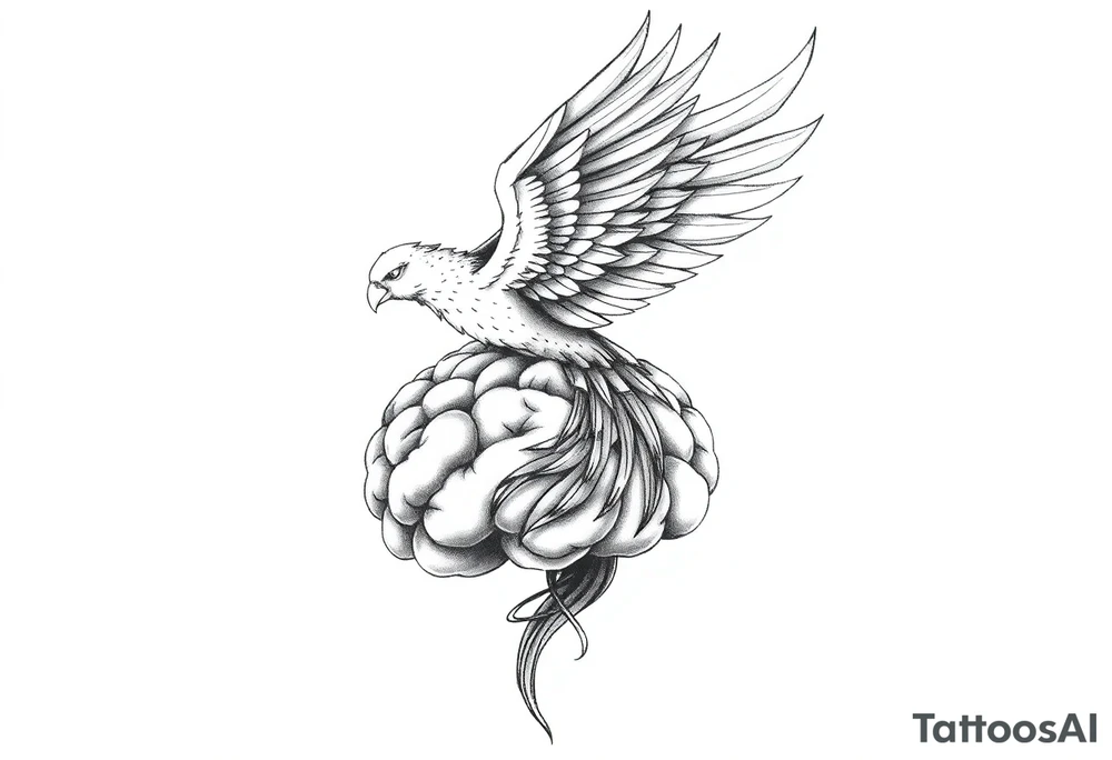 phoenix flying out of a brain tattoo idea