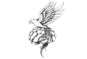 phoenix flying out of a brain tattoo idea