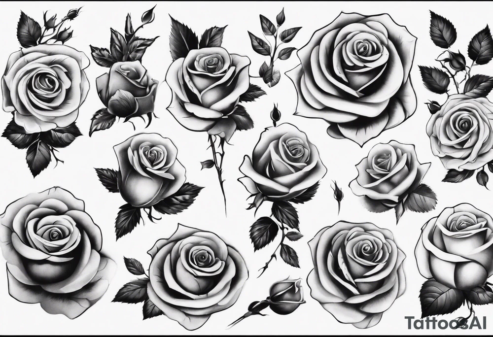 men’s arm sleeve, roses, polish man tattoo idea