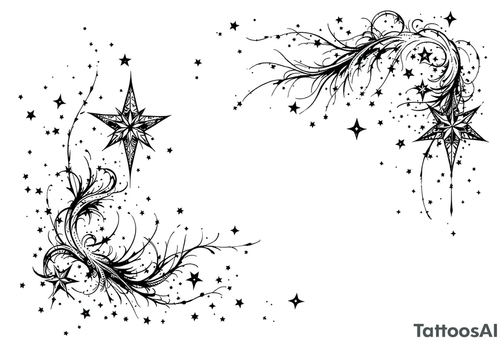 Small stars and tears background tattoo idea