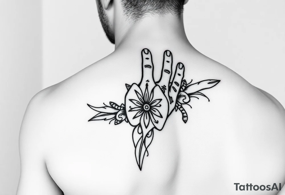 Mens hand Polynesian pattern tattoo idea