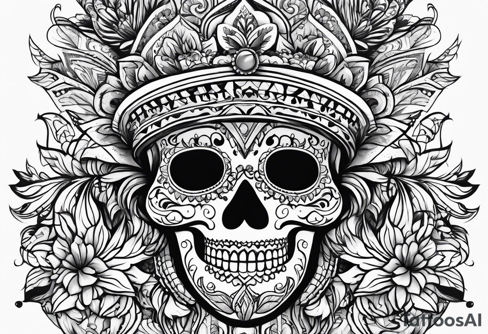Ghost with Mexican pattern tattoo idea