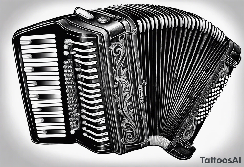 Accordion on a burnt paper tattoo idea