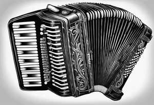 Accordion on a burnt paper tattoo idea