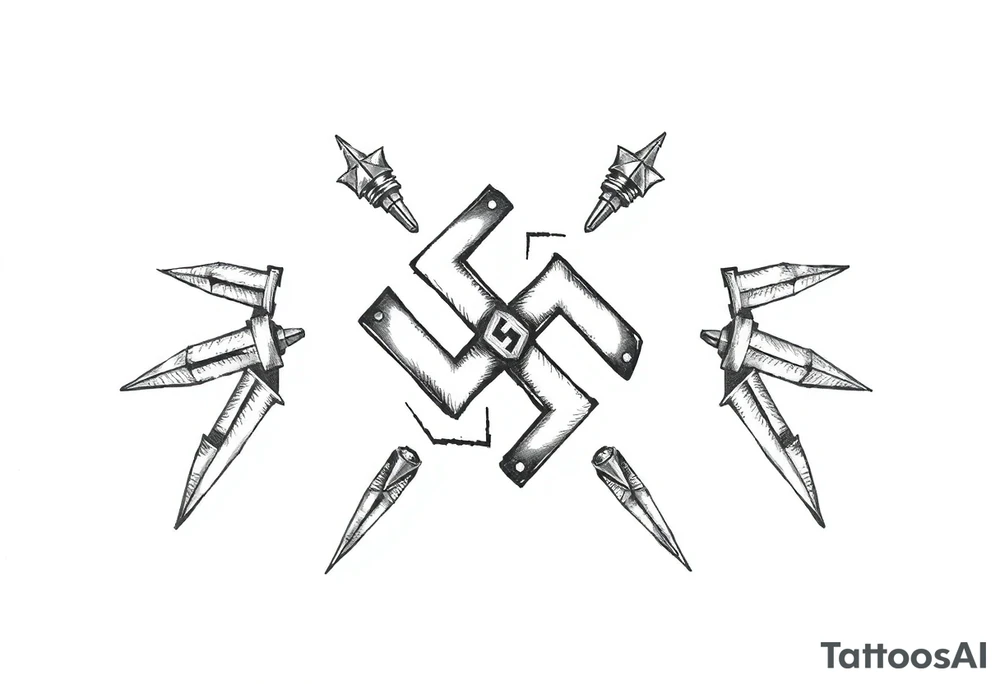 swastika tattoo with ss bolts tattoo idea
