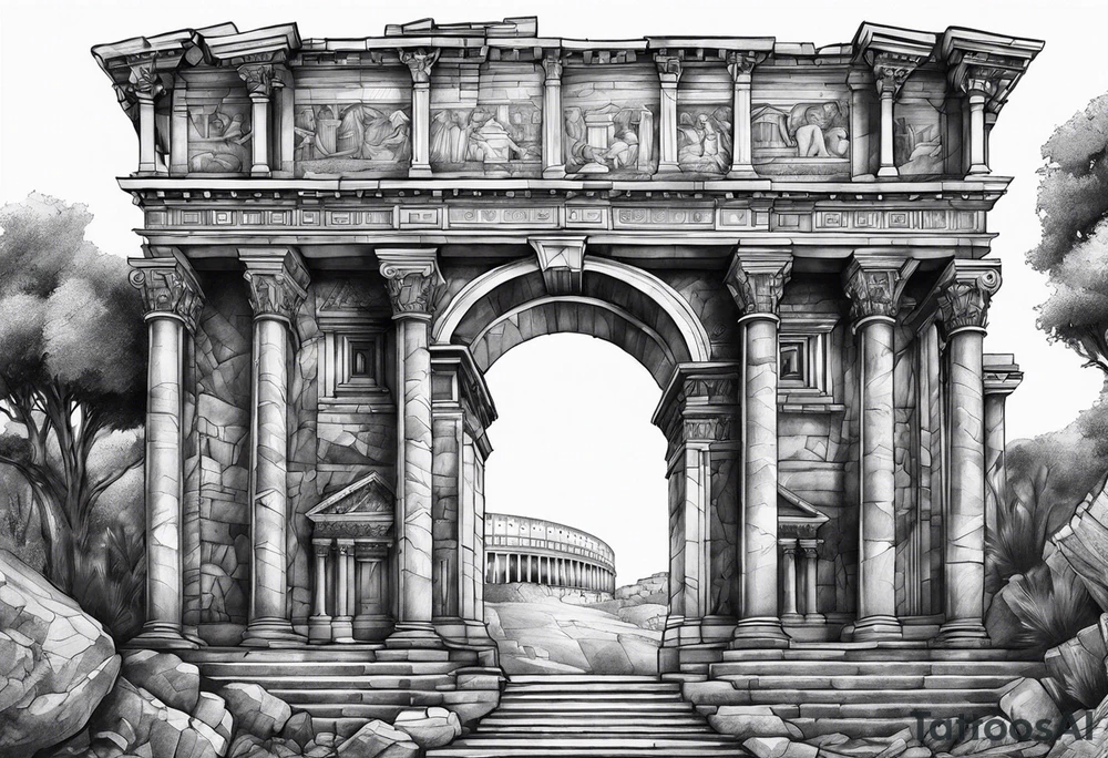 ancient ruins of Rome tattoo idea