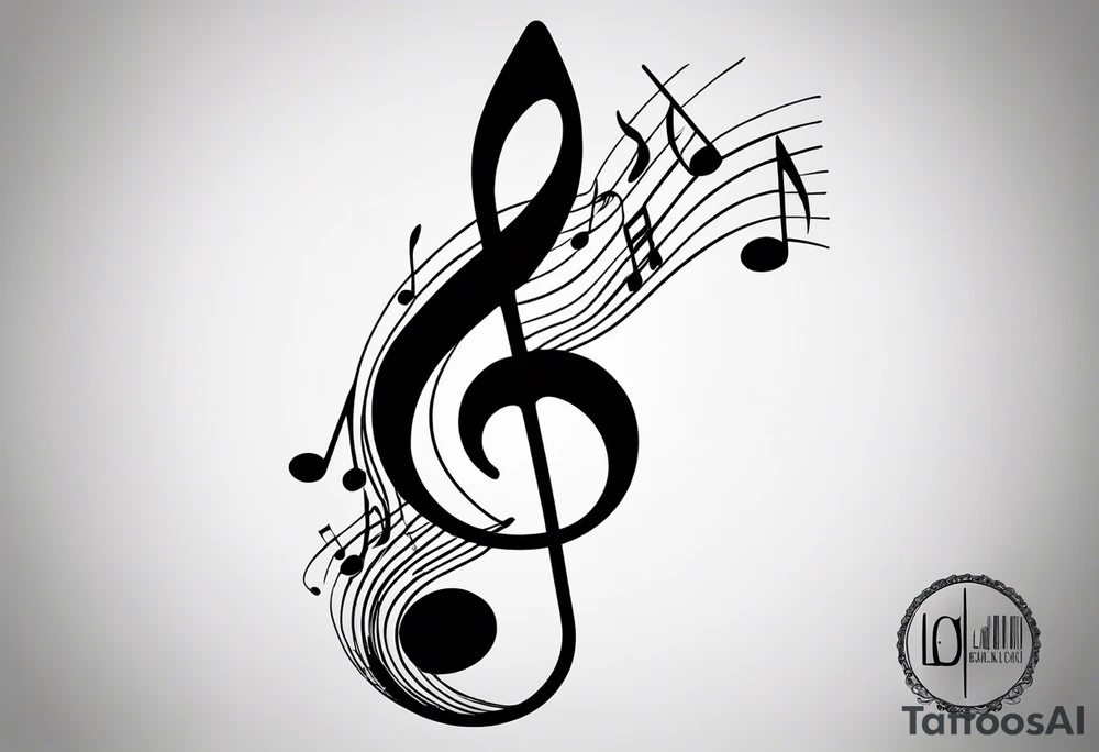 Simple minimalist tattoo in the style of single needle art depicting musical notes in the letters “l” and “r” tattoo idea