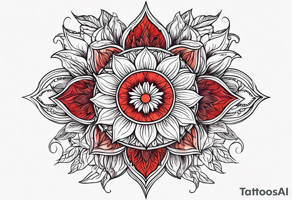 Flowers sun red tattoo idea