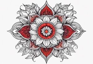 Flowers sun red tattoo idea