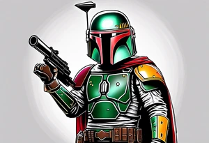 Spitz dog dressed like boba fett tattoo idea