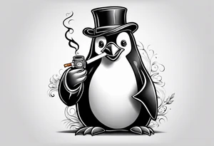 penguin smoking cigarette tattoo idea