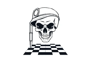 soldier skull with checkered floor tattoo idea