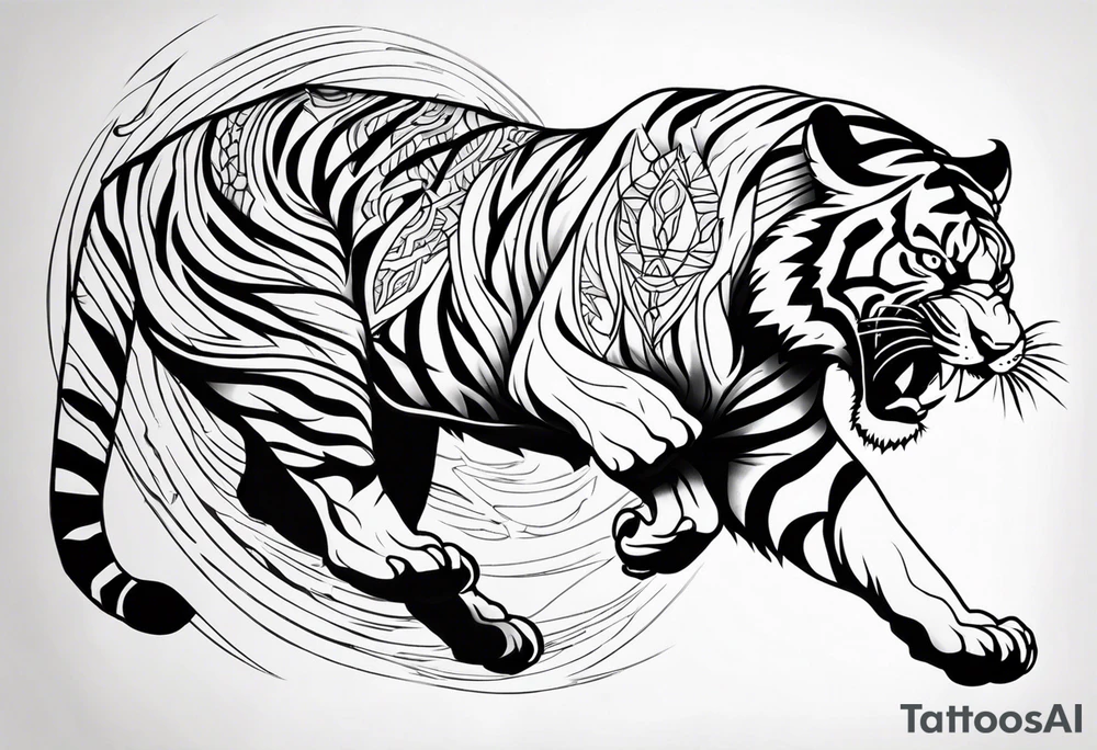 tiger pouncing tattoo idea