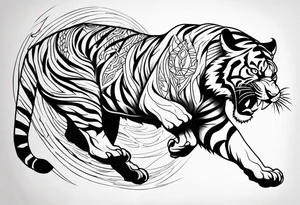 tiger pouncing tattoo idea