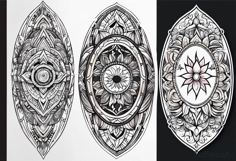 Thigh Sun Catcher oval tattoo idea