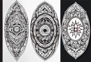 Thigh Sun Catcher oval tattoo idea