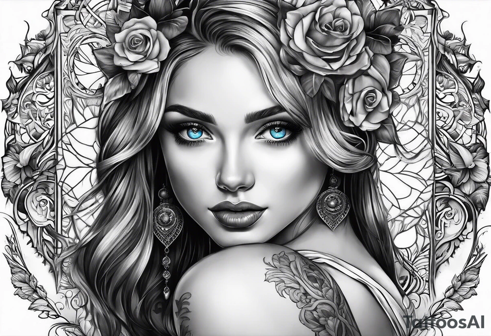 A girl with blue eyes tattoo idea