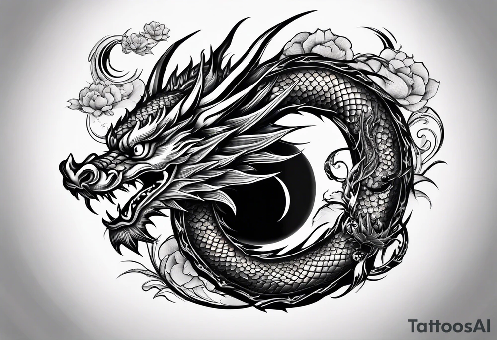 Dragon on forearm. Add Ying and Yang, Lotus flower, Moon and Chopsticks. tattoo idea