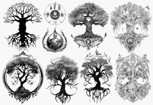 Tree of life and spirits tattoo idea
