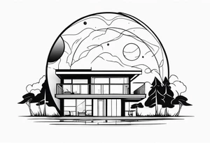 house with planet Earth inside tattoo idea