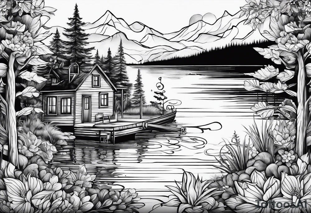 Lake life & love tattoo idea