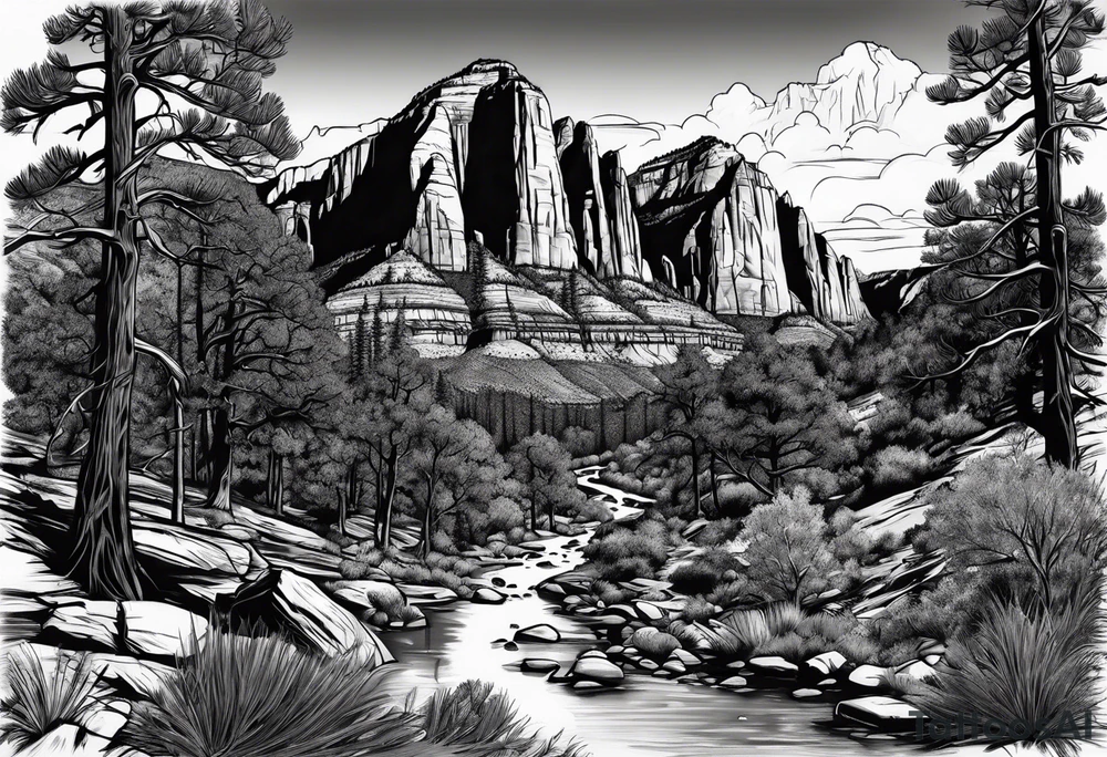 Couple hiking, zion national park tattoo idea