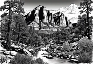 Couple hiking, zion national park tattoo idea