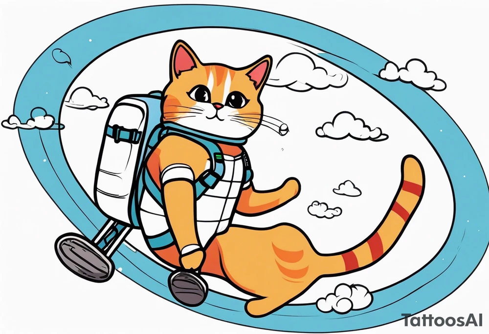 a cat going skydiving tattoo idea