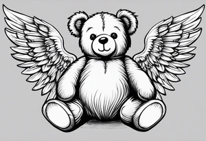 teddy bear with angel wings tattoo idea