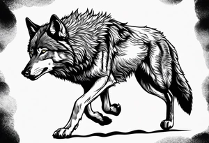 strength, small, running young wolf, elegant, sun, lenghty tattoo idea