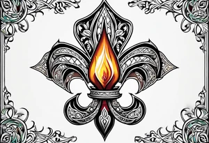 Fleur de lys celtique en flamme tattoo idea