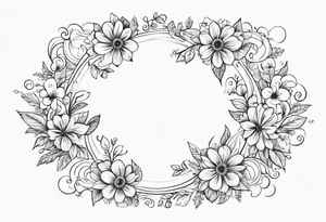 floral clouds circle vignette frame tattoo idea