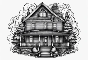 House on fire a blaze tattoo idea