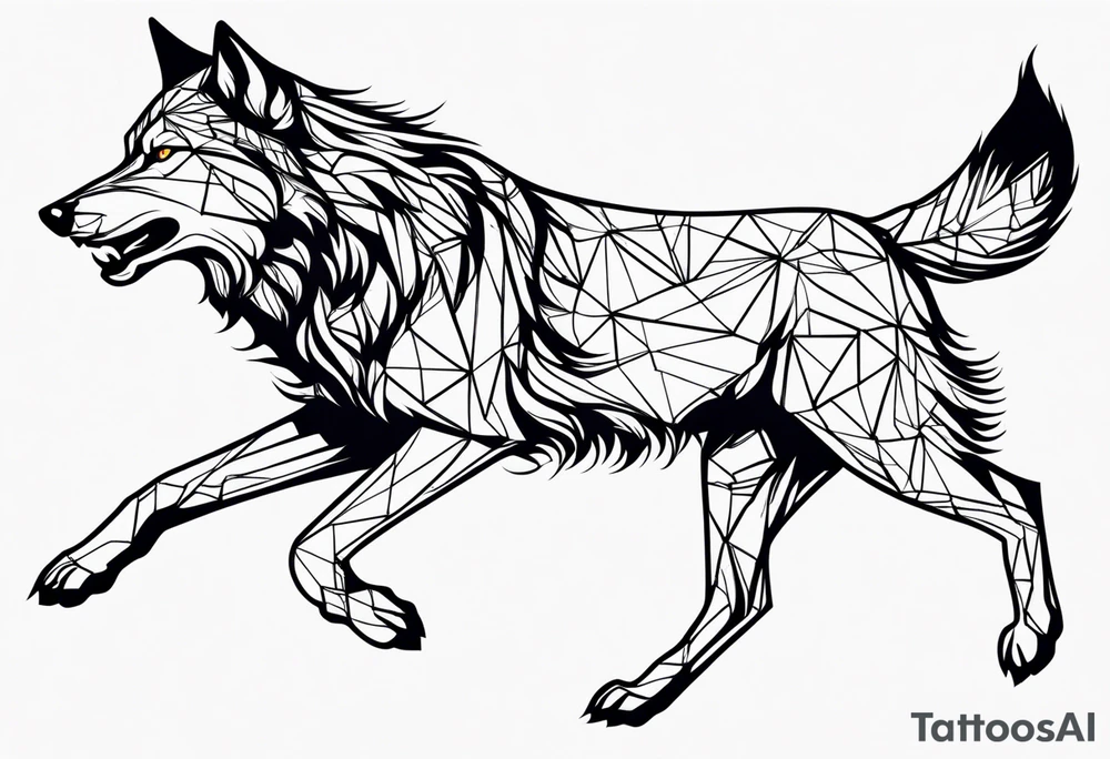 a wolf running tattoo idea