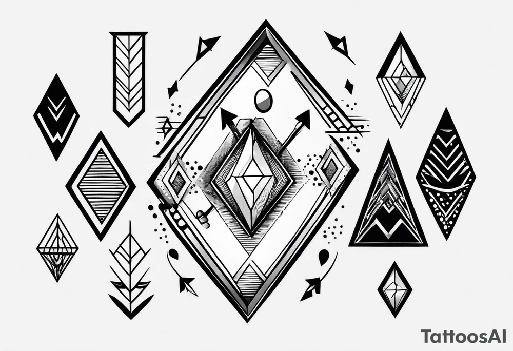 minimalist arrow with diamond shaped arrowhead tattoo idea